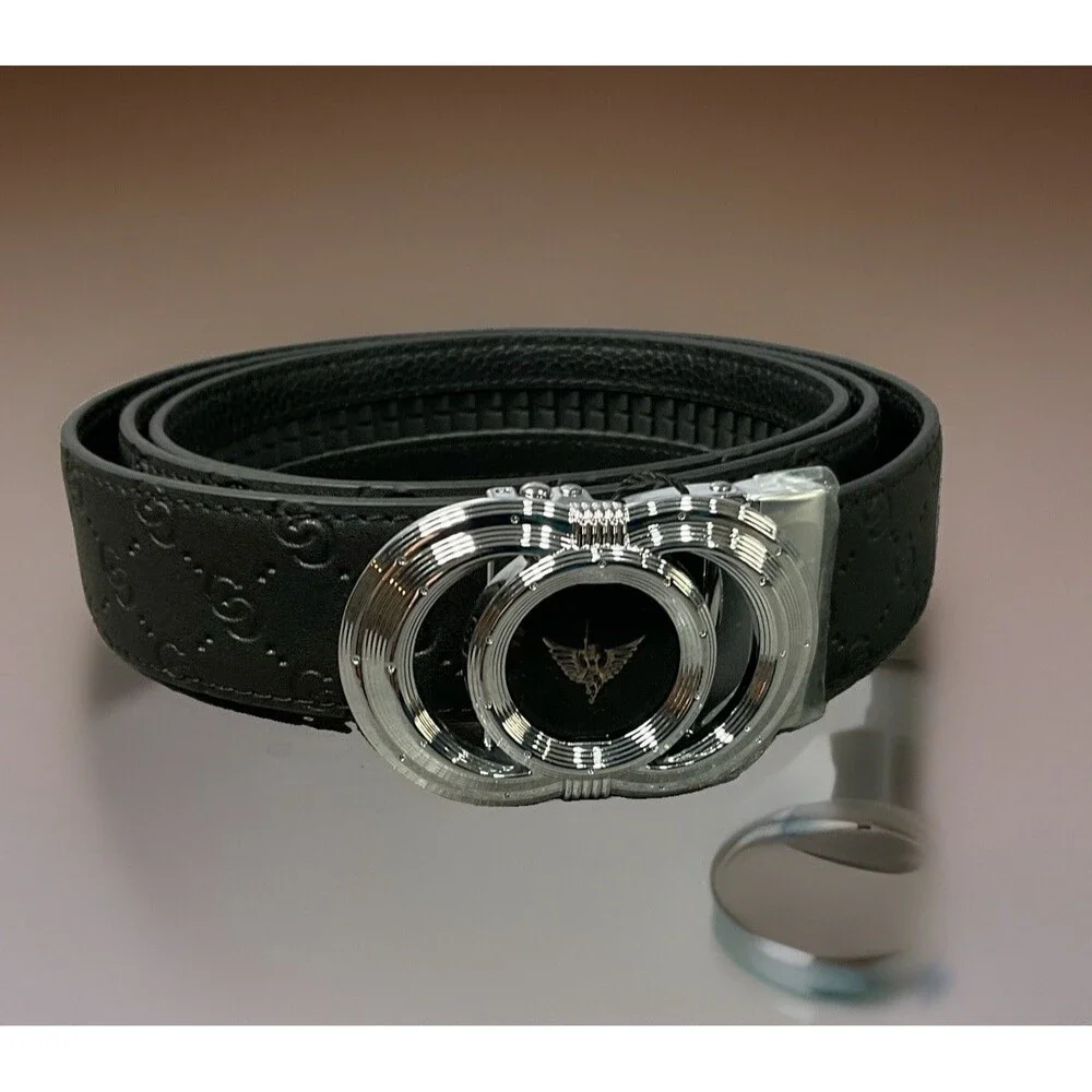 Vannanba Men’s Ratchet Leather Belt With Automatic Buckle Alloy